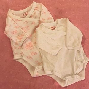 3m.  Set of two Little Me kimono onesies.